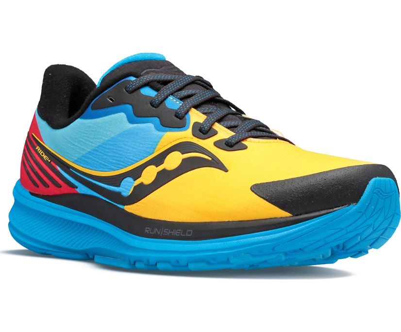 Saucony Ride 14 Runshield Women's Running Shoes Blue / Red / Yellow | Canada 199JPQJ